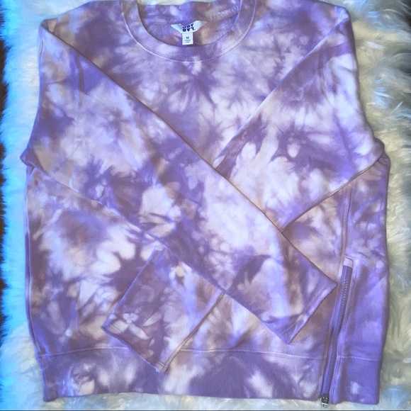 SOLD_Women's Tie-Dye Crewneck Sweatshirt with Asymmetrical Zipper - JoyLab - Picture 3 of 5